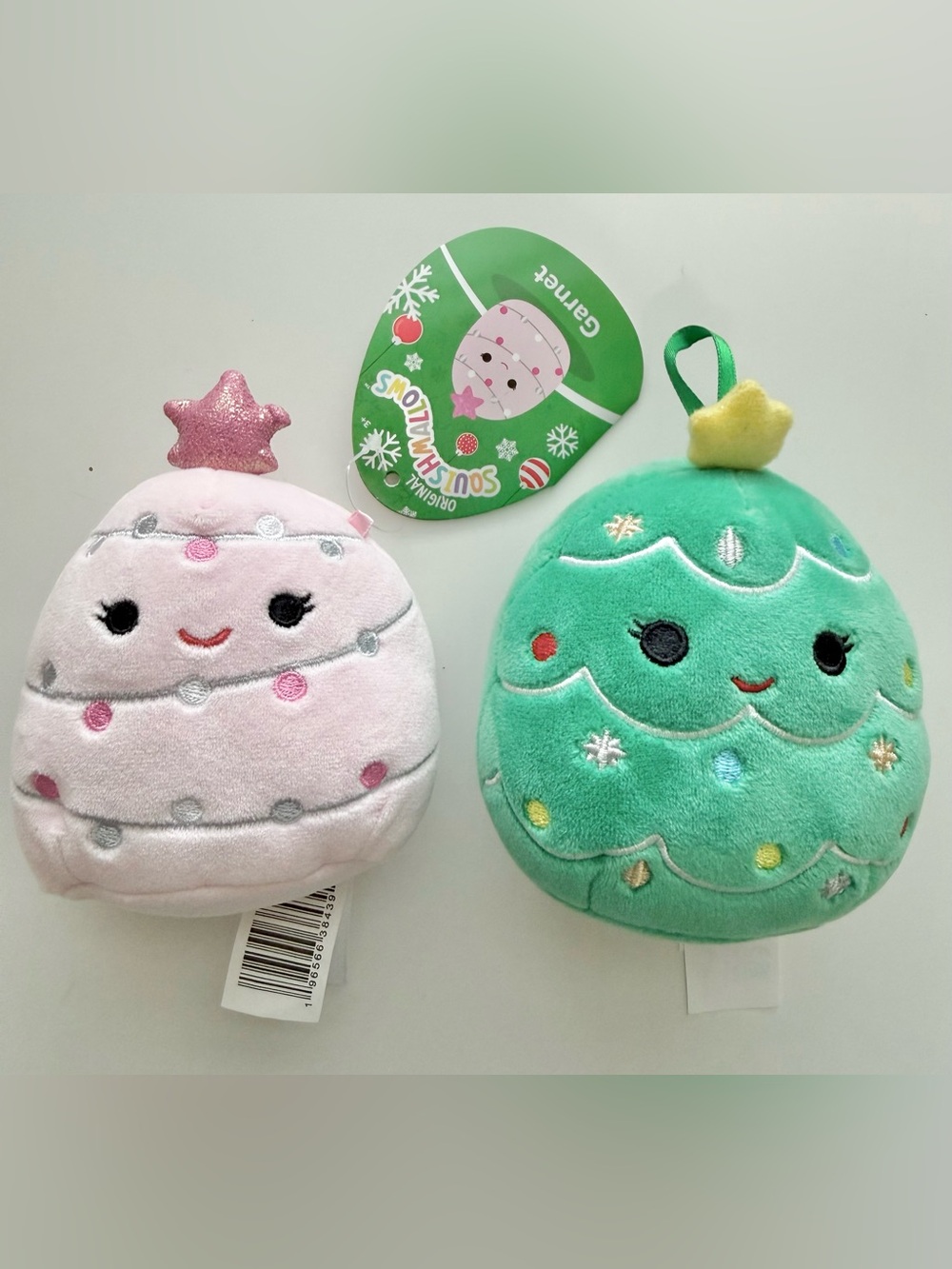 2022 Squishmallows Garnet NWT & Leama Christmas Trees Bundle NWOT (Pink & Green)